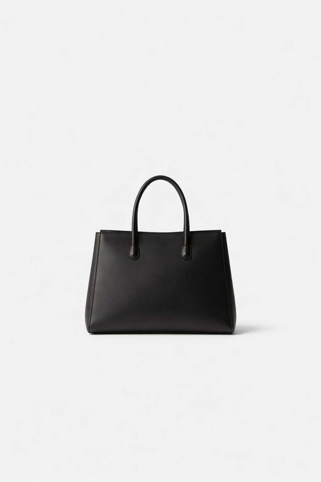 Matte Black Structured Leather Handbag