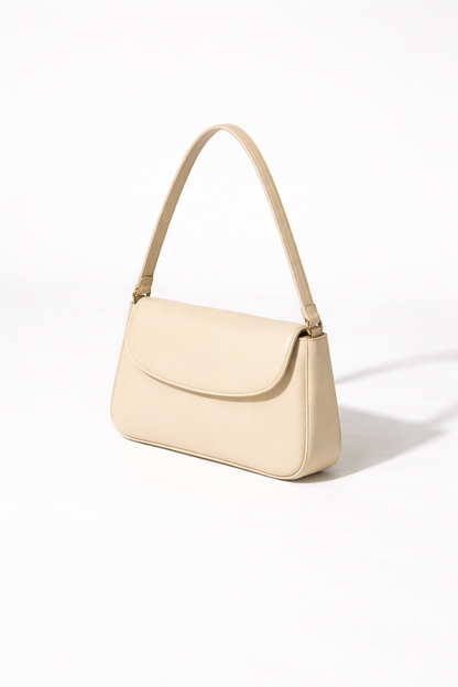 Latte Leather Shoulder Purse for Women