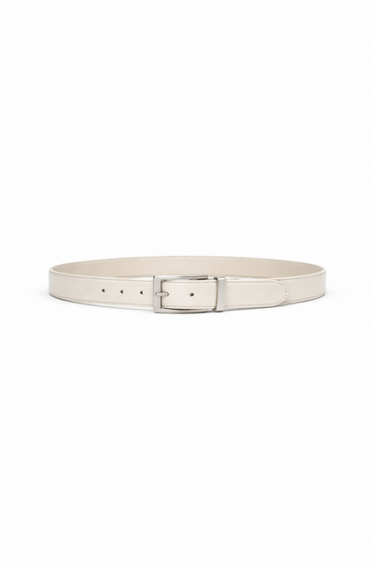 Legacy of Leather Women’s Ivory Slim Leather Belt