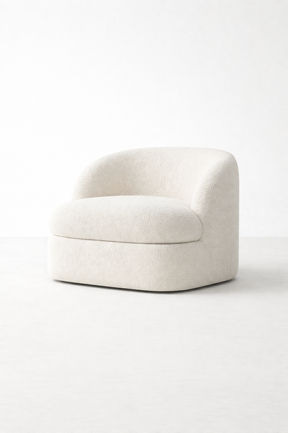 Bouclé Curve Plinth Lounge Chair