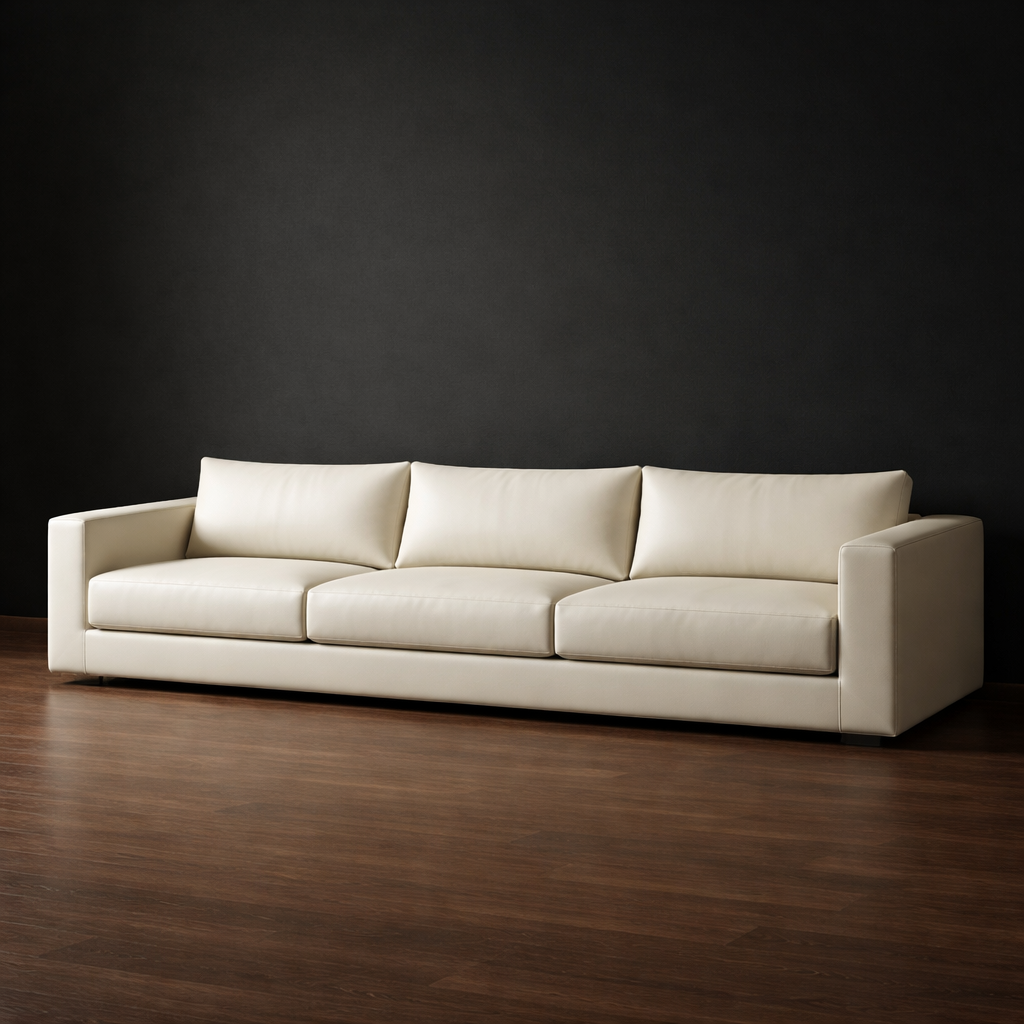 Bone White Leather Sofa Set