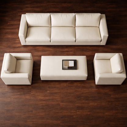 Bone White Leather Sofa Set