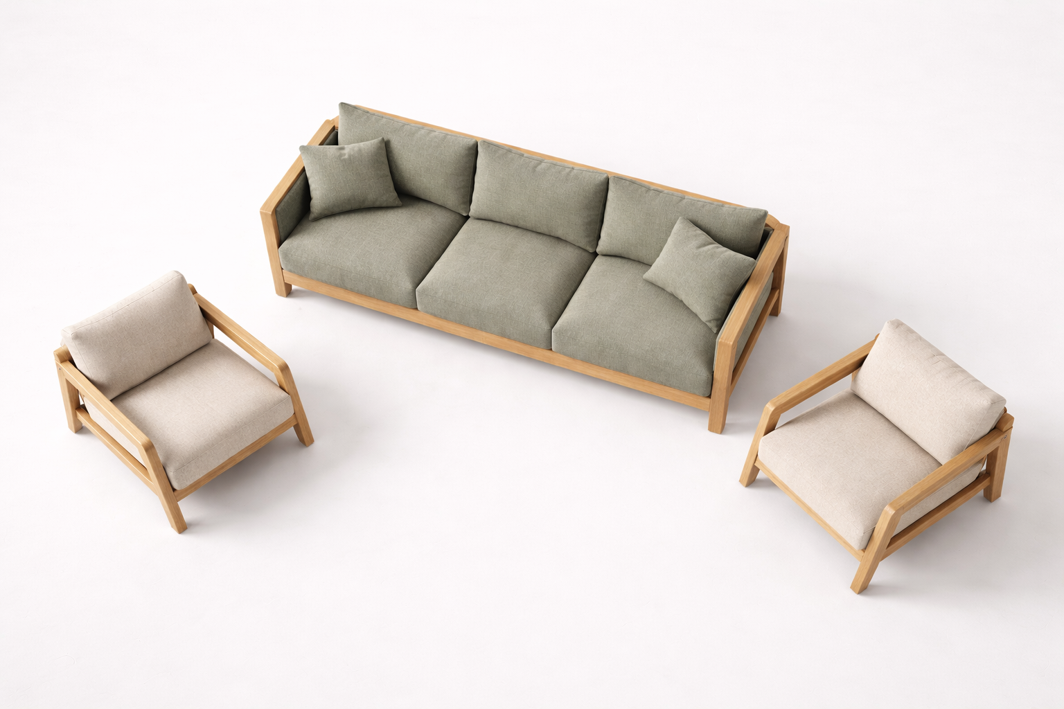 Luxury Solid Oak Wooden Sofa Set