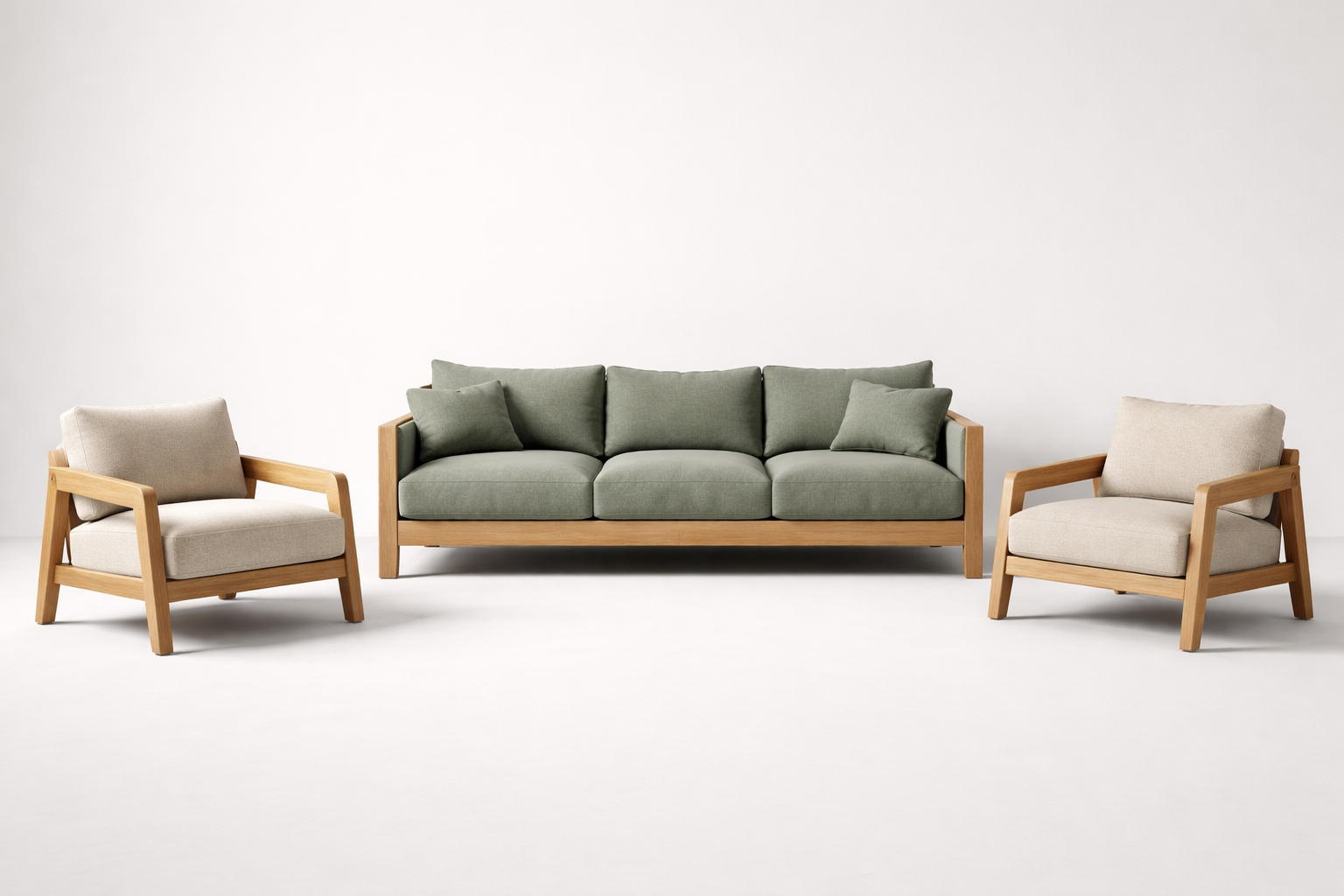 Luxury Solid Oak Wooden Sofa Set