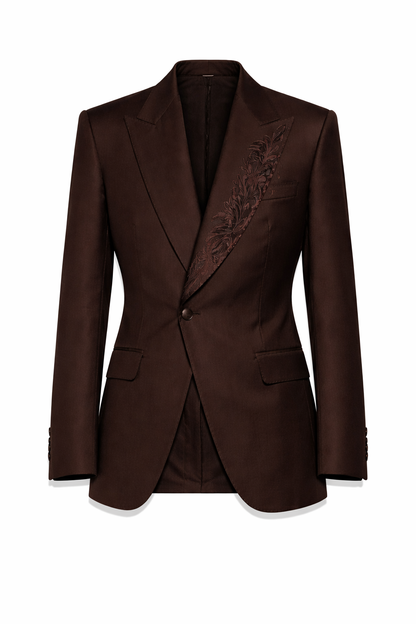 Men’s Espresso Brown Embroidered Suit