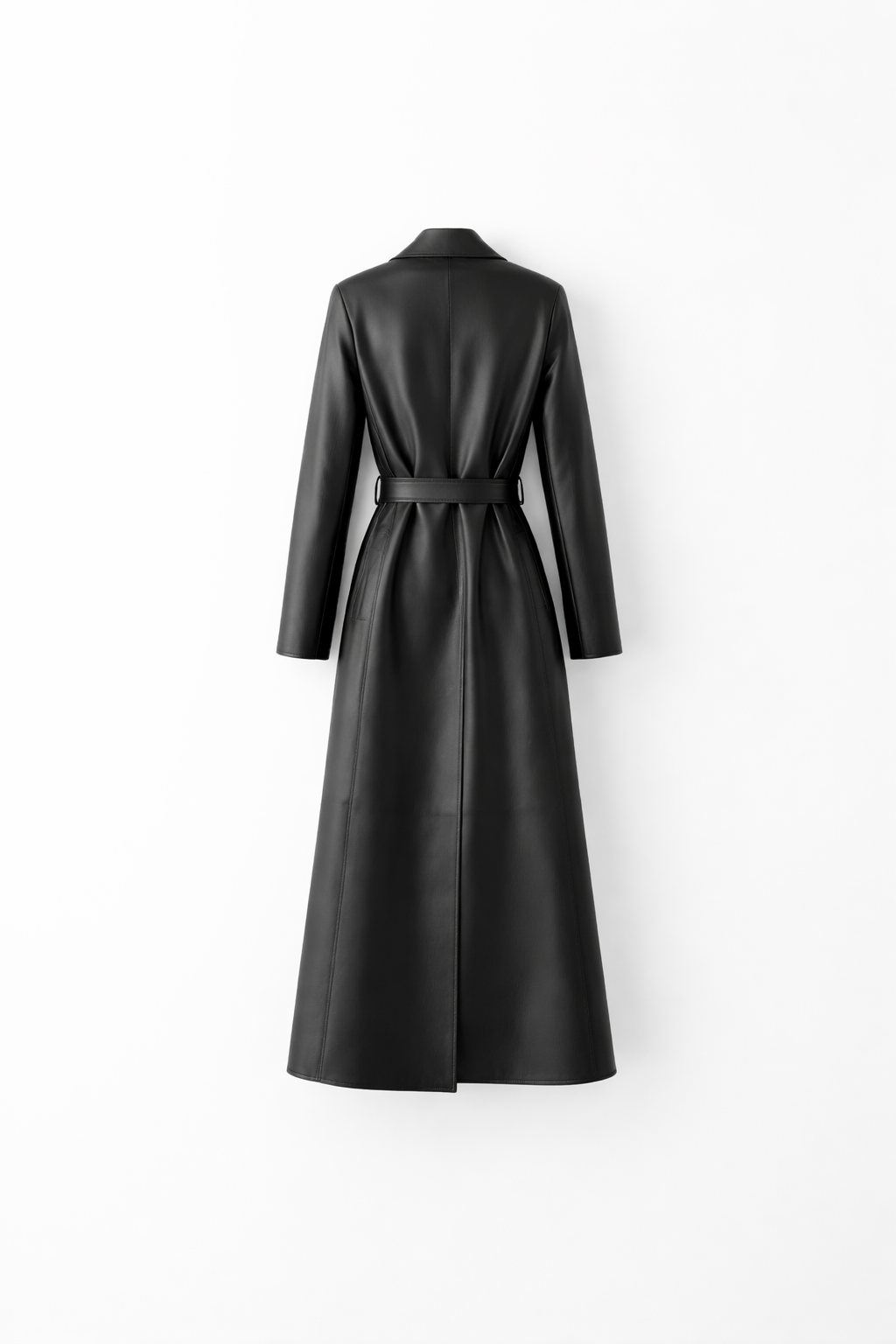 Women Black Lambskin Leather Trench Coat