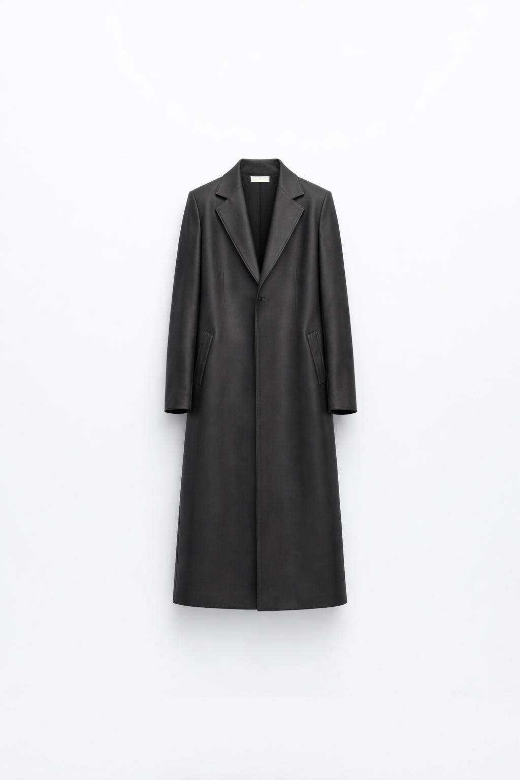 Men’s Charcoal Smoke Leather Overcoat