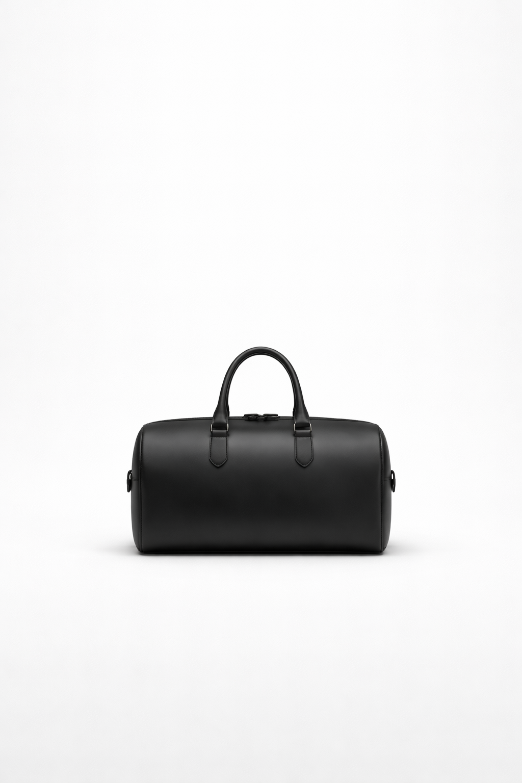 Matte Black Box Calf Leather Duffle Bag