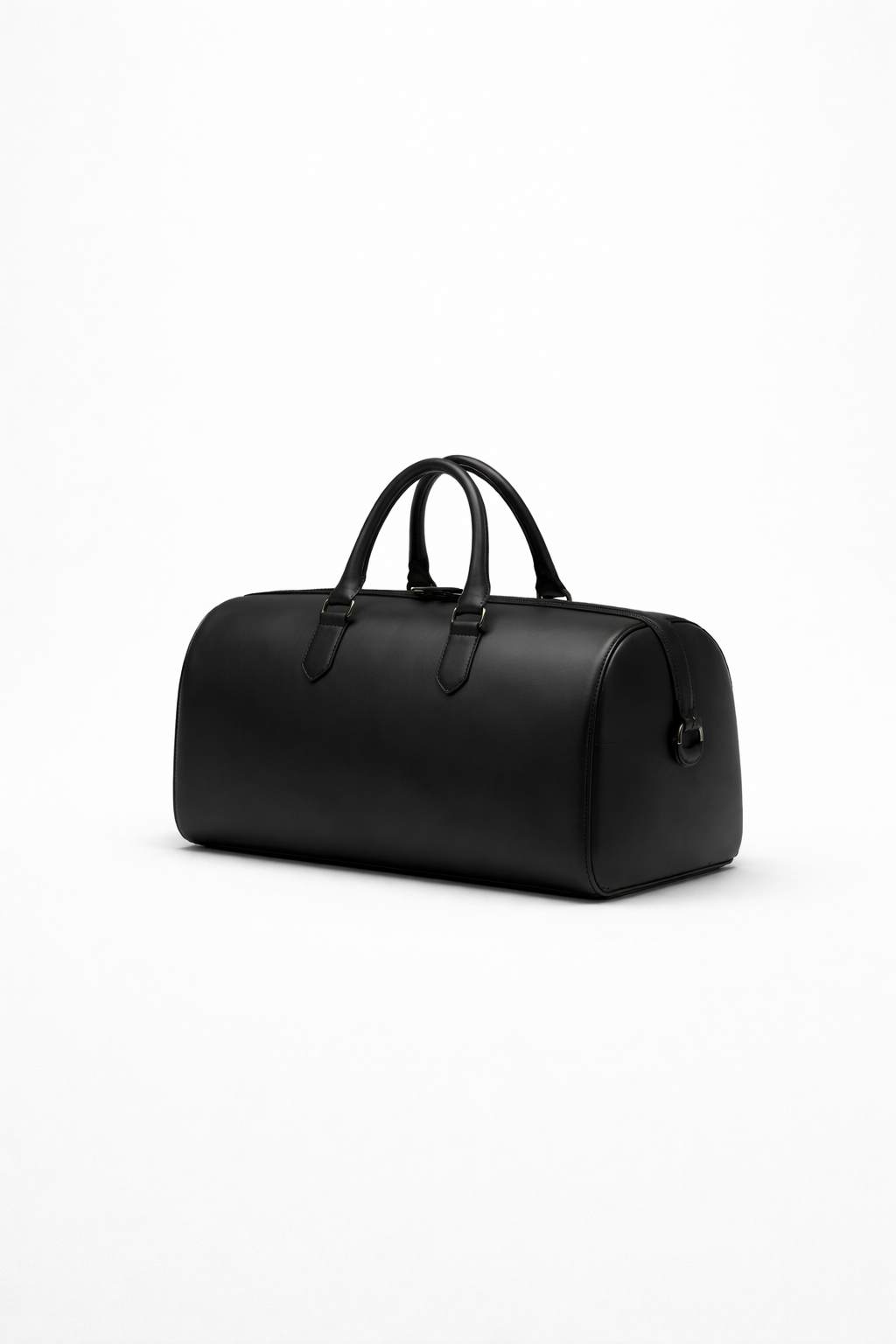 Matte Black Box Calf Leather Duffle Bag