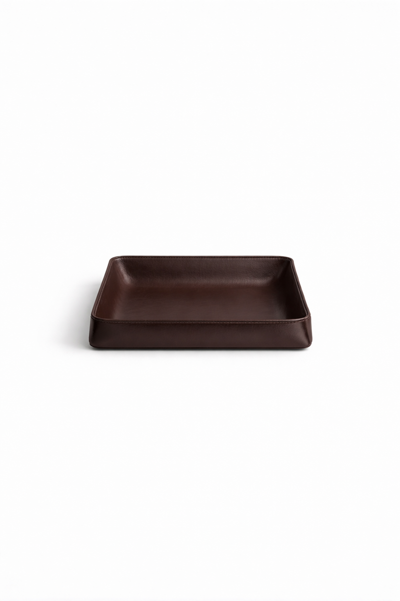 Luxury Leather Valet Tray in Espresso Brown