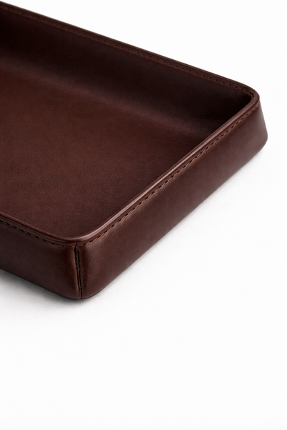 Luxury Leather Valet Tray in Espresso Brown