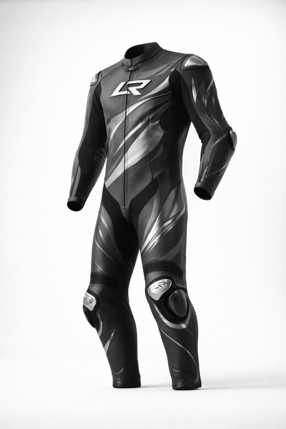 Luxury Leather Motorcycle Race Suit in Graphite | CE Armored