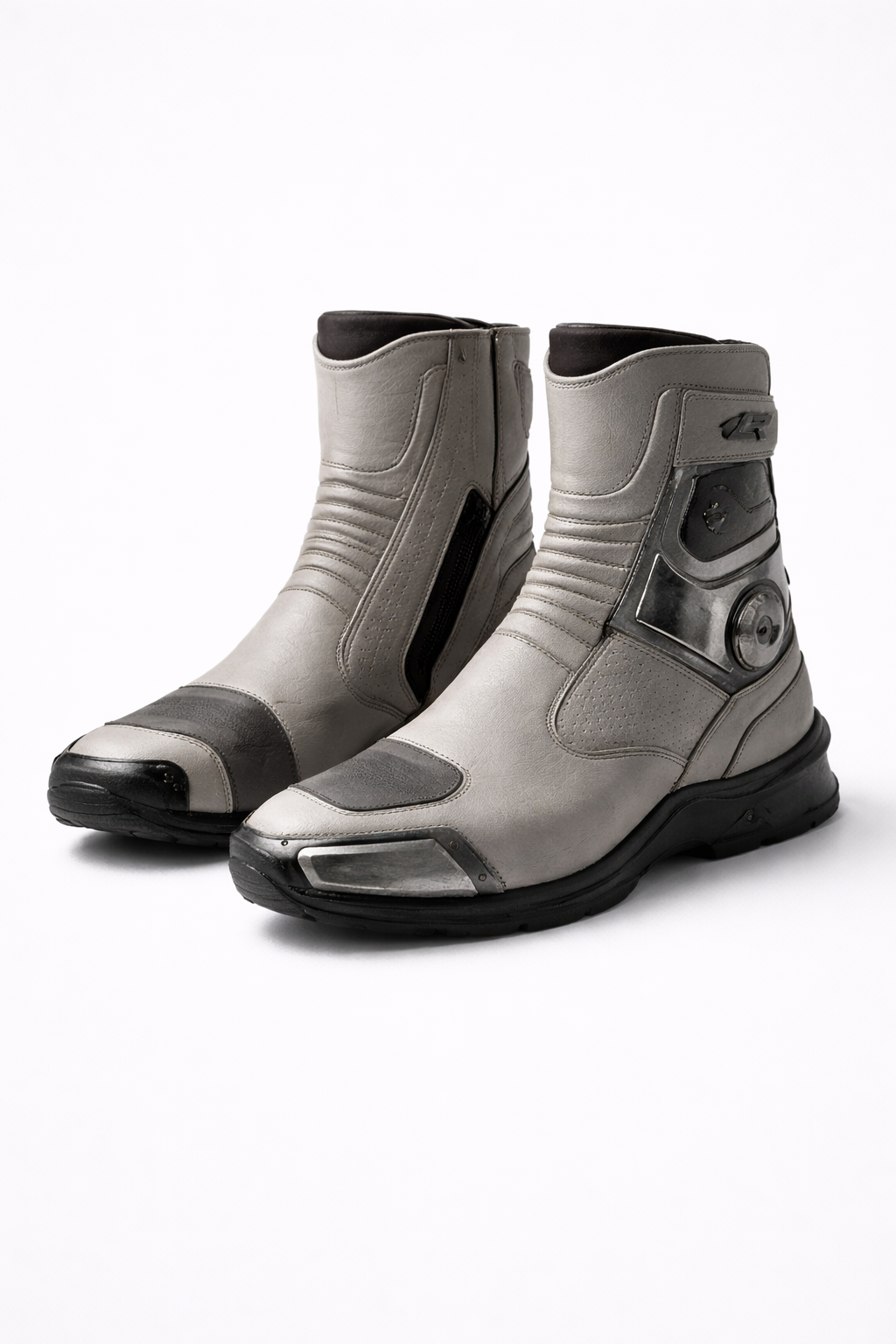 Stone Grey Leather Riding Boots