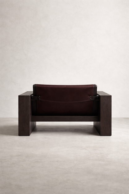 Luxury Leather & Solid Oak Lounge Chair