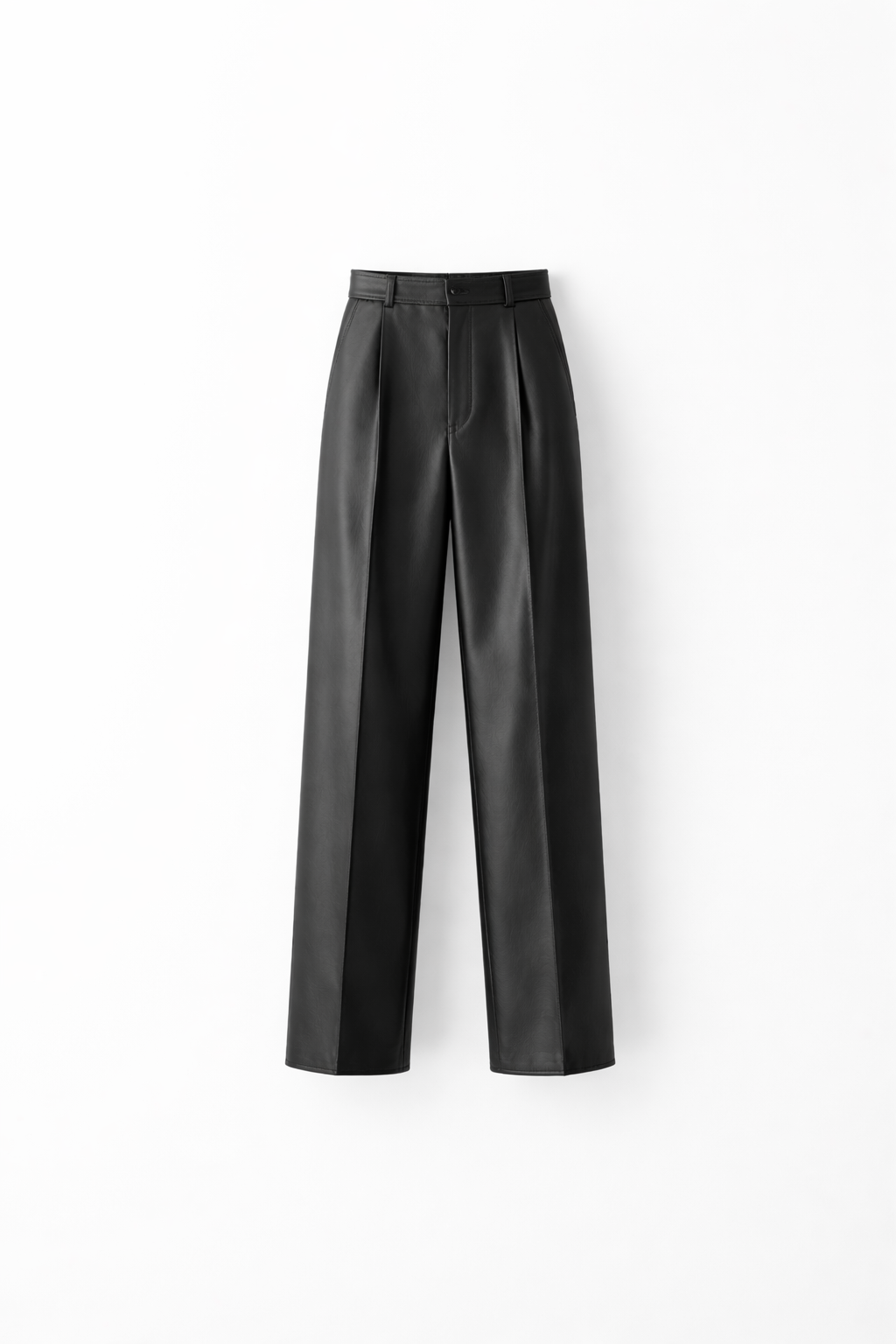 Women Black Lambskin Leather Tailored Trousers