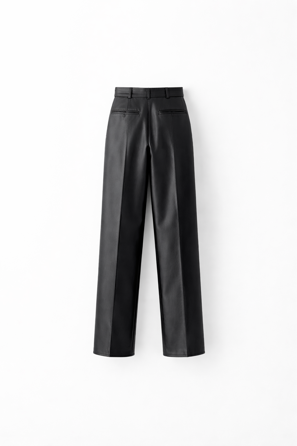 Women Black Lambskin Leather Tailored Trousers