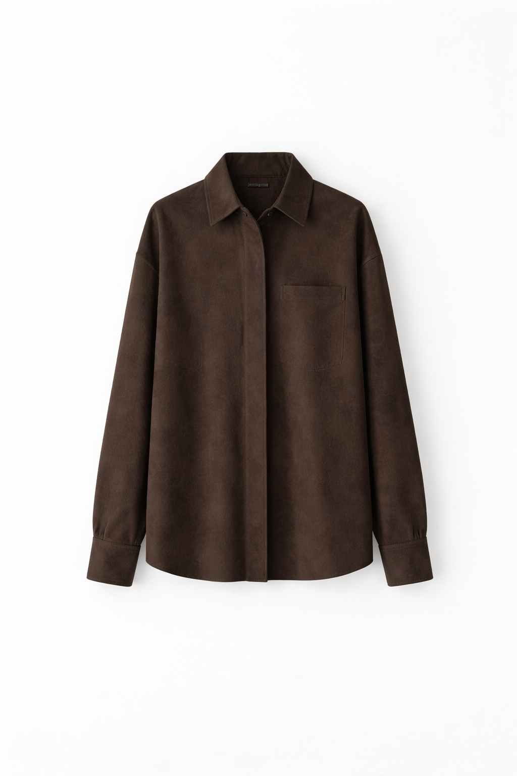 Women Dark Brown Suede Shirt Jacket