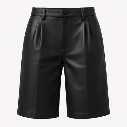 Men's Tailored Leather Bermuda Shorts in Jet Black – Modern Fit