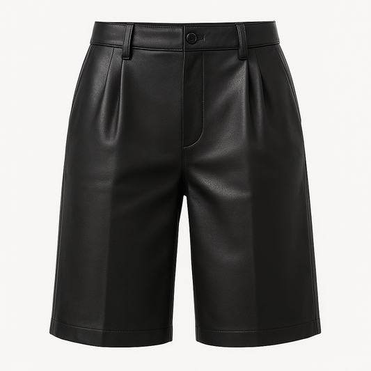 Men's Tailored Leather Bermuda Shorts in Jet Black – Modern Fit