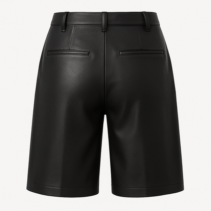 Men's Tailored Leather Bermuda Shorts in Jet Black – Modern Fit