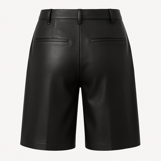 Men's Tailored Leather Bermuda Shorts in Jet Black – Modern Fit