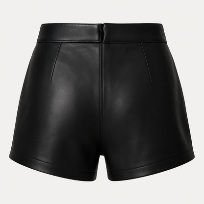 Front Lace-Up Leather Shorts – Jet Black