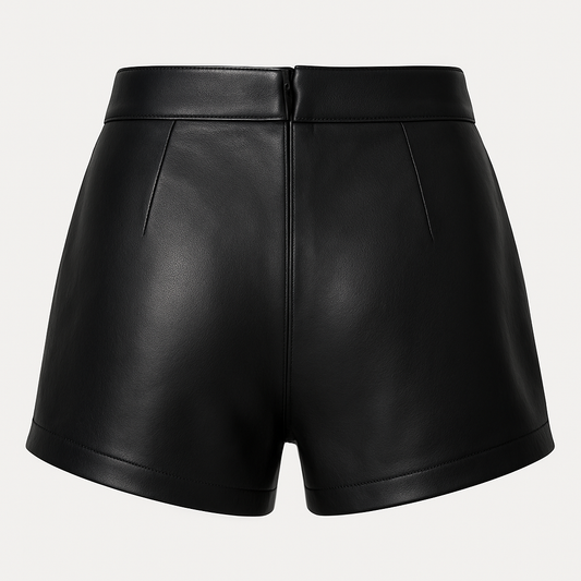 Front Lace-Up Leather Shorts – Jet Black