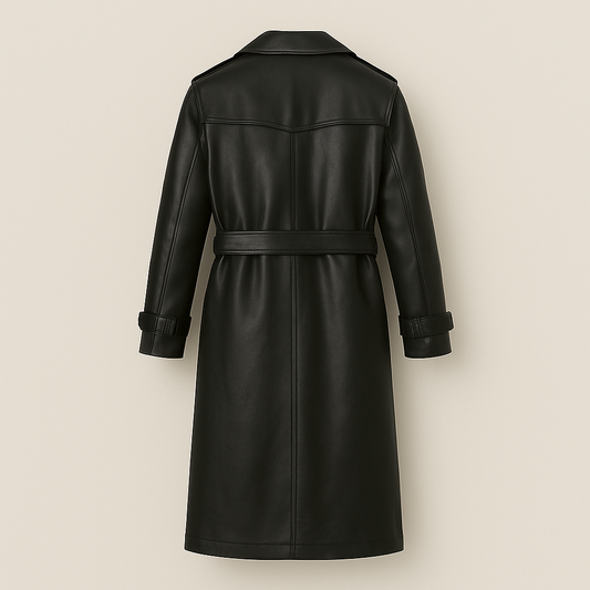 Men’s Black Leather Trench Coat