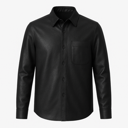 Men’s Leather Button-Down Shirt