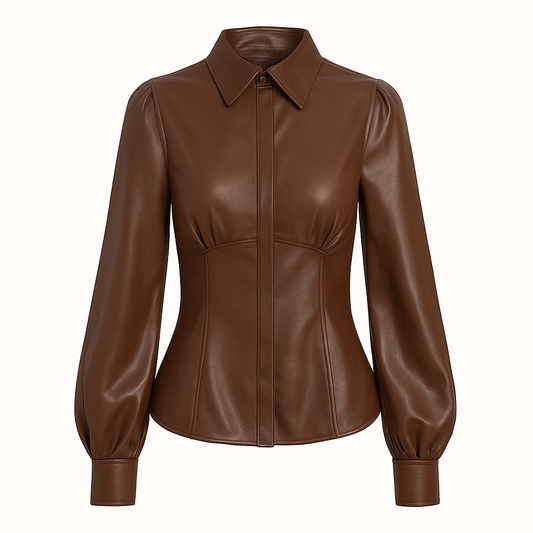 Unisex Brown Studded Leather Bomber Jacket