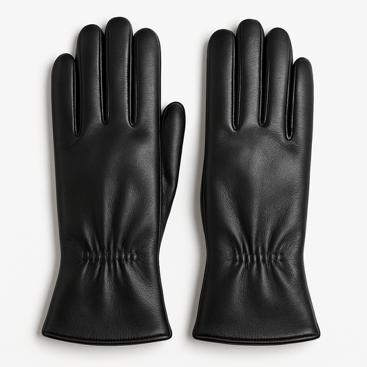 Elegance Noir | Women's Black Premium Leather Gloves