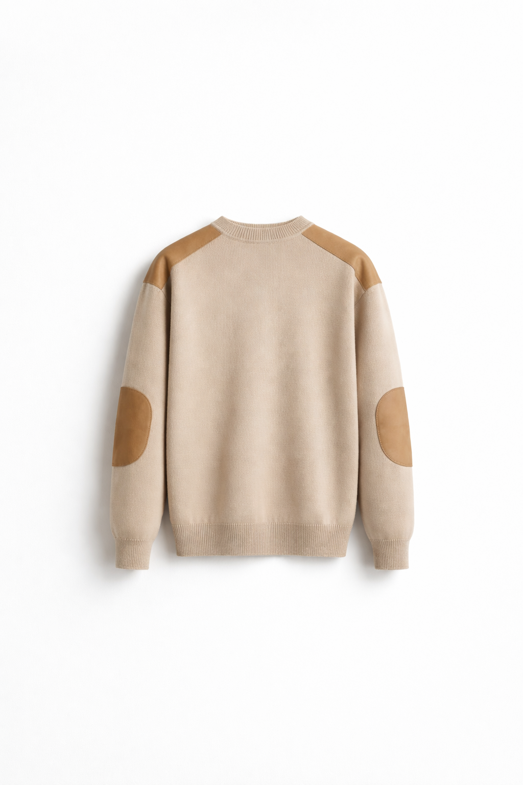 Men’s Sand Leather Panel Knit Sweater