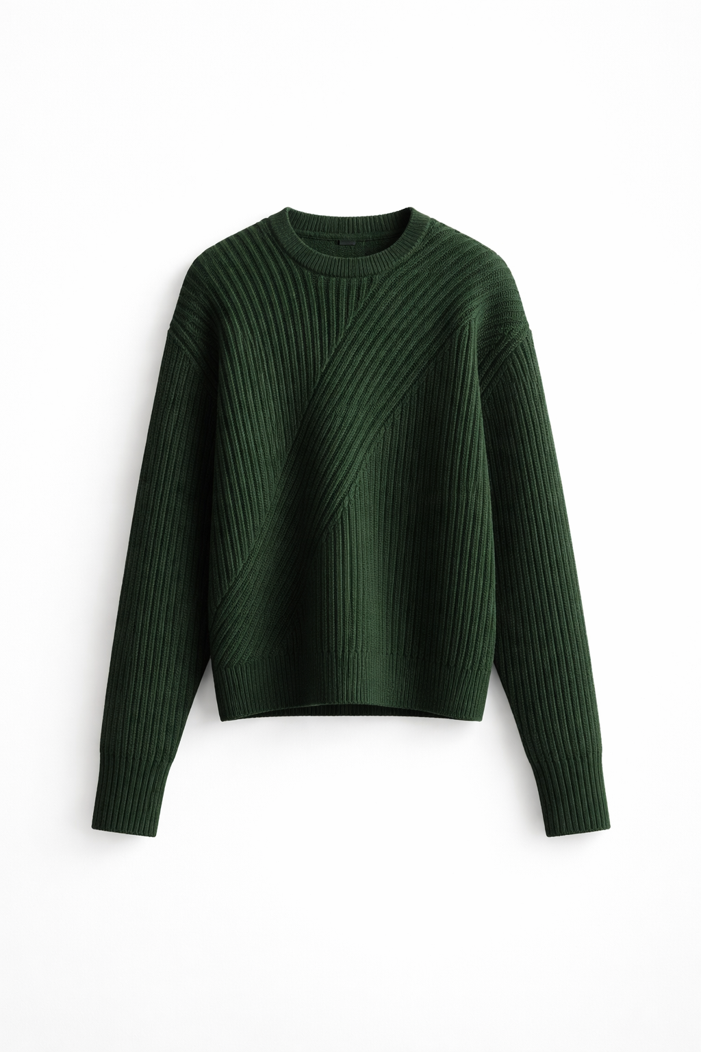 Deep Moss Rib Structure Knit Sweater