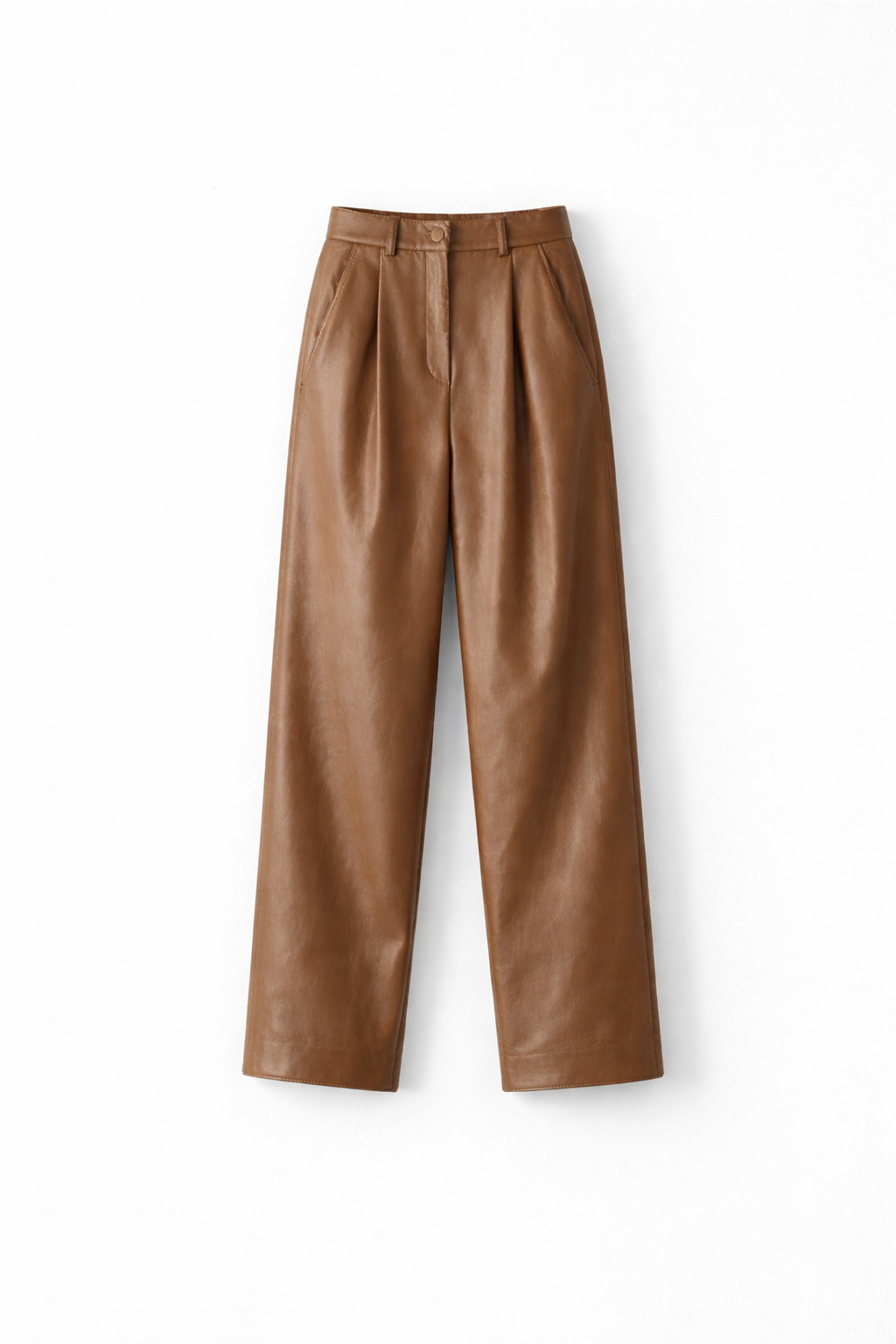 Cappuccino Relaxed Leather Trousers