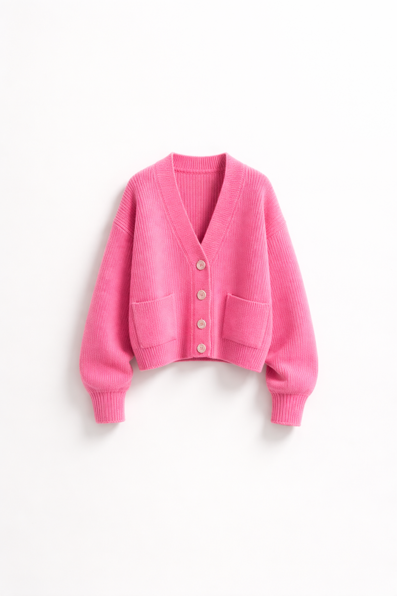 Candy Pink Oversized Knit Cardigan