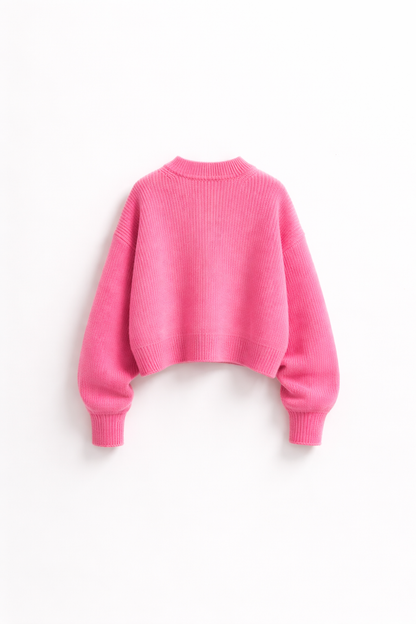 Candy Pink Oversized Knit Cardigan