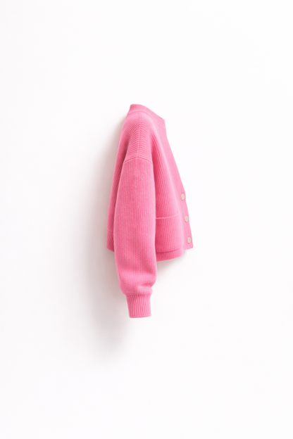 Candy Pink Oversized Knit Cardigan