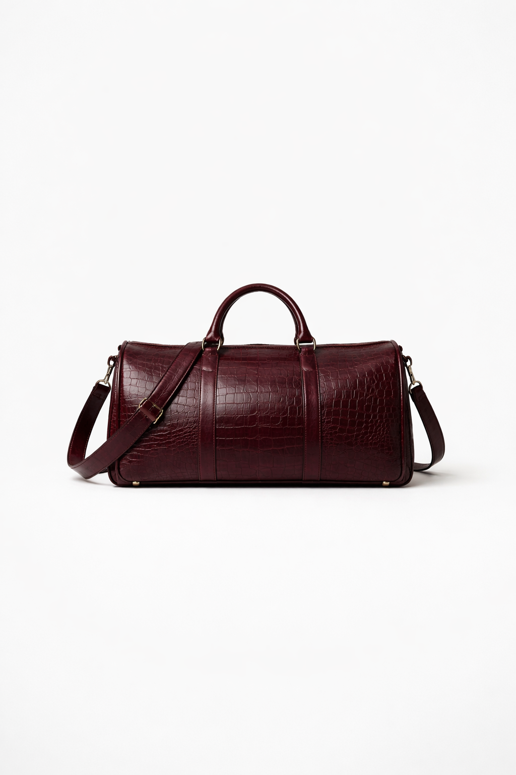 Deep Wine Crocodile Leather Duffle Bag