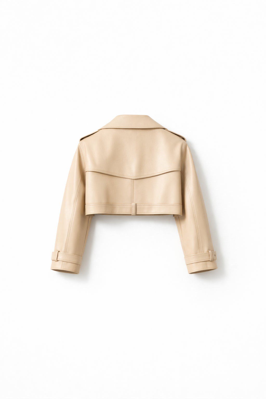 Latte Cropped Leather Trench