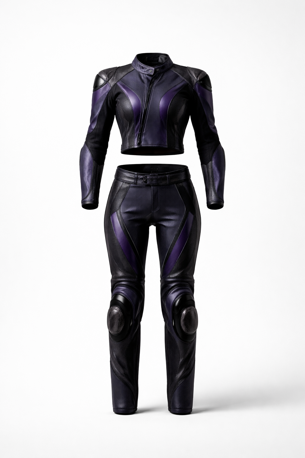 women's leather motorcycle racing suit midnight purple carbon black protective biker suit sportbike riding gear