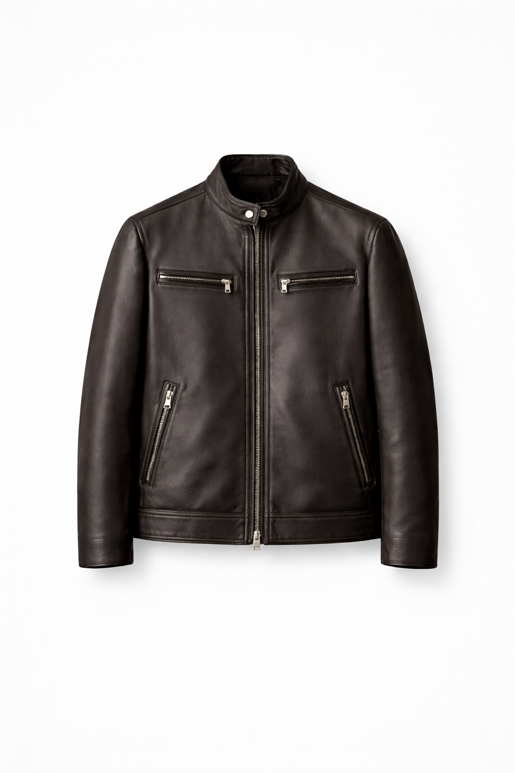 Men Charcoal leather jacket on a white background