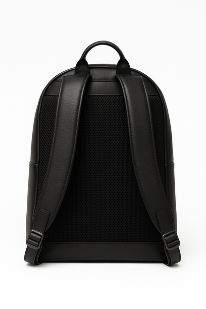 Men Black Leather Backpack