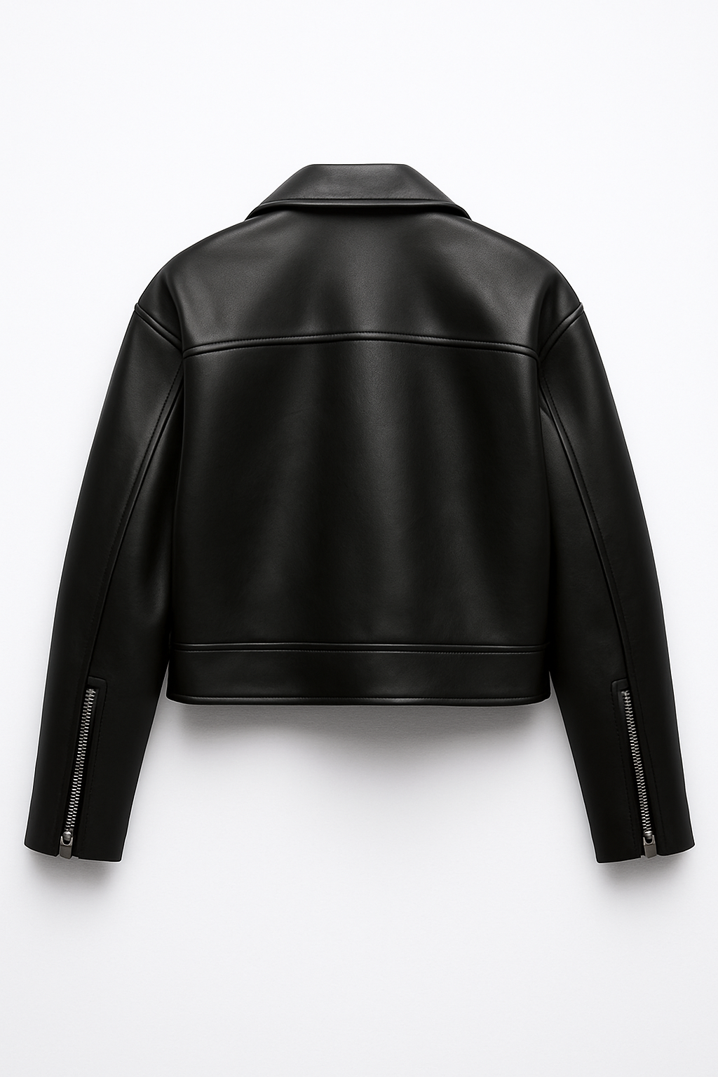 Women Cropped Leather Biker Jacket