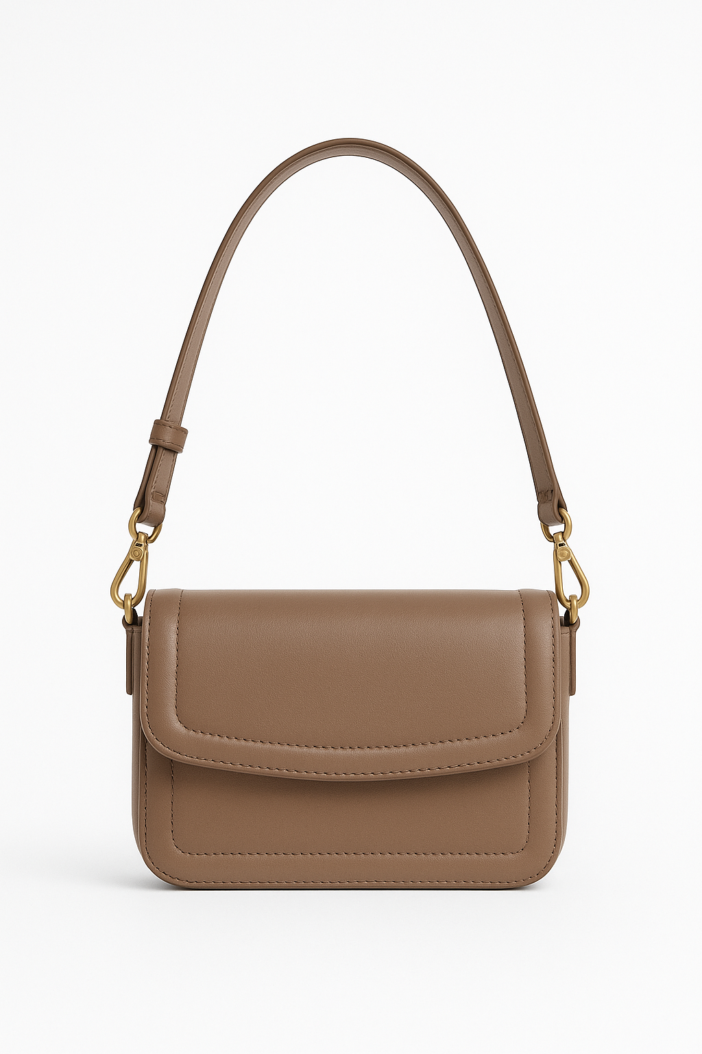 Soft-Frame Taupe Leather Crossbody Bag for Women