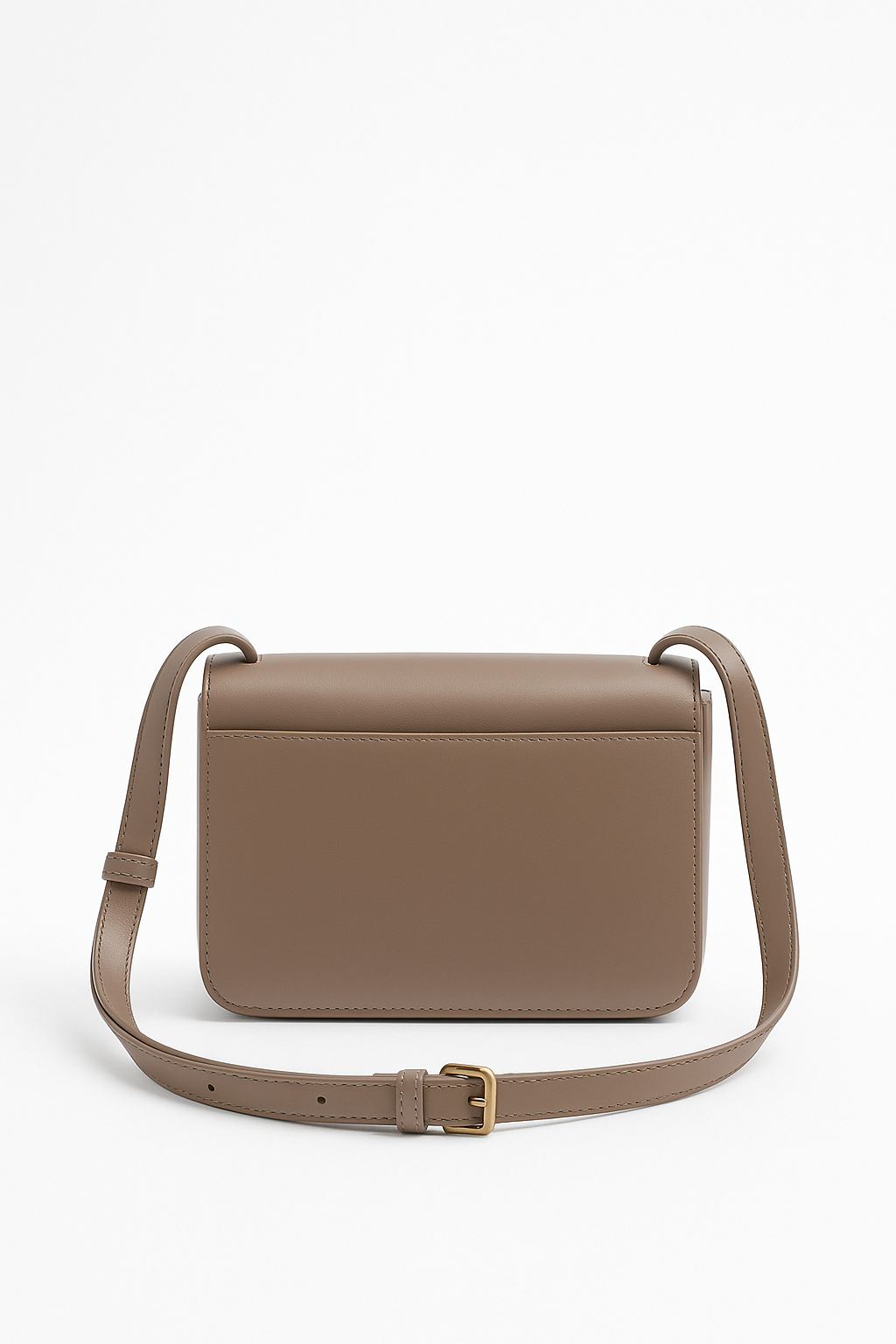 Soft-Frame Taupe Leather Crossbody Bag for Women