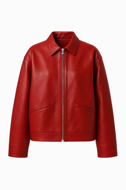 Women Red Leather Jacket