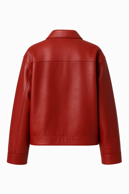 Women Red Leather Jacket