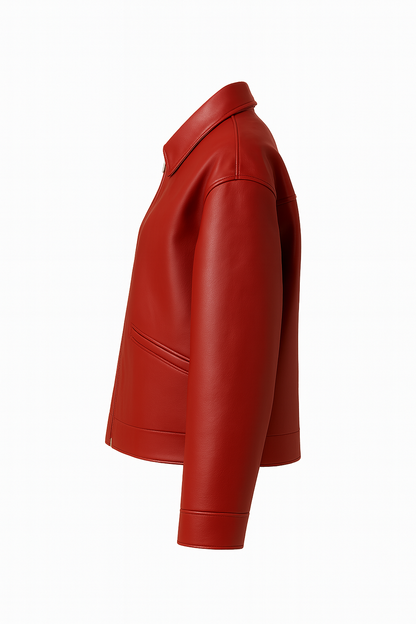 Women Red Leather Jacket