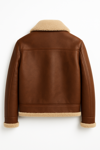 Men Shearling Leather Aviator Jacket