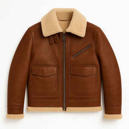 Men Shearling Leather Aviator Jacket